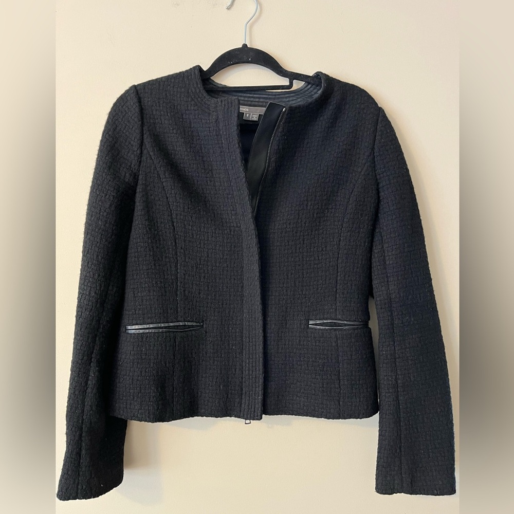 Vince Black Size 8 Textured Wool Blazer / Jacket
